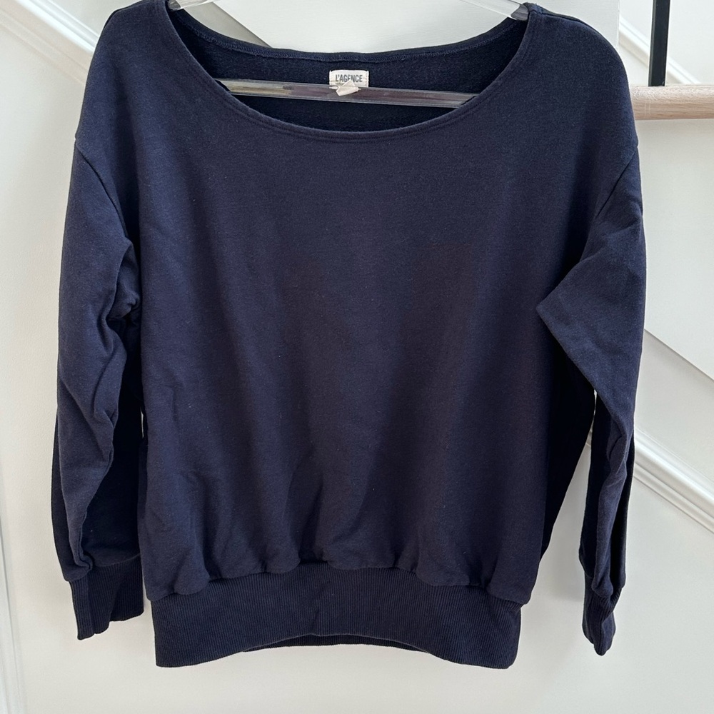 L’AGENCE Navy 3/4 Sleeve Sweatshirt size small